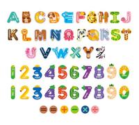 52pcs Jouets Colorés Magnétiques, Alphabet et Chiffres Aimants Animaux, Jouets d'orthographe Éducatifs