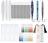 52pcs Kit, 4 Silicone Bookmark Moulds, 3 Silicone Ballpoint Pen Moulds With 25 Refills And 20 Coloured Tassels For Diy