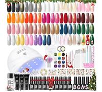 52pcs Semi-Permanent Nail Polish Kit, 20 Colours Complete UV Gel Nail Kit with Lamp 3 Colours Poly Extension Gel, 1 VERNIS A ONGLES