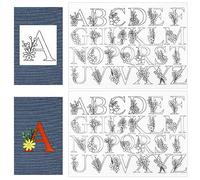 52pcs Water Soluble Stabilizer, Water Soluble Embroidery Stabilisateurs de Couture à la Main avec Stabilisateur de Motifs de Fleurs Pré-Imprimés pour les Amateurs de Broderie à la Main (Lettre)