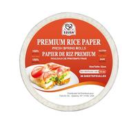 52USA Papier de riz, 1 paquet, emballages en papier de riz, emballages pour rouleaux de printemps frais et boulettes - 34 feuilles, emballages Wonton sans gluten, végétaliens, à faible teneur en