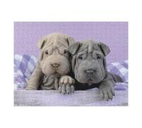 52x38cm/1000pcs Casse-têtes Pour Adolescents Adorable Shar-Pei Puppies on Checkered Cloth Puzzle Pour Adultes : Un Jeu De Réflexion Amusant Et Humoristique Pour Un Anniversaire Ou Noël 52x38cm/1000pcs