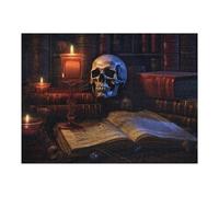 52x38cm/1000pcs Casse-têtes Pour Adolescents Dark Gothic Bookshelf with Skull And Candles Puzzle Pour Adultes : Un Jeu De Réflexion Amusant Et Humoristique Pour Un Anniversaire Ou Noël 52x38cm/1000pcs