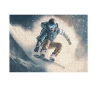 52x38cm/1000pcs Casse-têtes pour Adolescents Snowboarder in Action on Mountain Slope -2 Puzzle pour Adultes : Un Jeu De Réflexion Amusant Et Humoristique pour Un Anniversaire Ou Noël 52x38cm/1000pcs