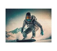 52x38cm/1000pcs Casse-têtes pour Adolescents Snowboarder in Action on Mountain Slope Puzzle pour Adultes : Un Jeu De Réflexion Amusant Et Humoristique pour Un Anniversaire Ou Noël 52x38cm/1000pcs