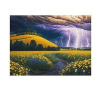 52x38cm/1000pcs Casse-têtes pour Adolescents Thunderstorm Over Golden Fields Puzzle pour Adultes : Un Jeu De Réflexion Amusant Et Humoristique pour Un Anniversaire Ou Noël 52x38cm/1000pcs