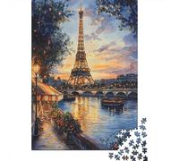 52x38cm/1000pcs Horizon de Paris Puzzle Jouet en Bois Cadeau Unique Décoration Intérieure Vue panoramique à l'aquarelle Jeu ÉduChatif Challenge Toy
