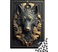 52x38cm/1000pcs, Puzzle 1000 Pièces Adulte, Noble Golden Wolf Art Deco | Comme idée cadeau de Noël : ce puzzle 1000 pièces adulte offre une activité calme entre deux moments festifs.
