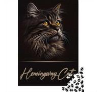 52x38cm/1000pcs, Puzzle Adulte avec 1000 Pièces, Hemingway Cat