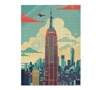 52x38cm/1000pcs Puzzle Empire State Building Skyline Puzzle pour Adultes Jeux Relaxants Améliore La Mémoire Cadeaux Uniques d'anniversaire Et De Noël 52x38cm/1000pcs