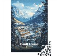 52x38cm/1000pcs, Puzzle Image 1000 Pièces, Banff Louise, Canada | Pour un Noël sans écran : ce puzzle 1000 pièces adulte crée un moment puzzle pendant les journées froides.