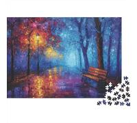 52x38cm/1000pcs, Puzzle Image 1000 Pièces, Rainy Night in The Park | Pour les journées calmes de Noël : ce puzzle pour adultes de 1000 pièces offre une activité classique pour Noël.