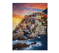 52x38cm/1000pcs Puzzle pour Adolescentes Colorful Coastal Village at Sunset -1 Puzzles pour Adolescentes, Jouets, Décoration Murale, Cadeaux pour Femmes, Défi Éducatif 52x38cm/1000pcs