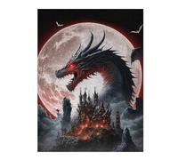 52x38cm/1000pcs Puzzle pour Adolescentes Dragon Castle Under Full Moon Puzzles pour Adolescentes, Jouets, Décoration Murale, Cadeaux pour Femmes, Défi Éducatif 52x38cm/1000pcs