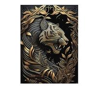 52x38cm/1000pcs Puzzle pour Adolescentes Golden Tiger Illustration Puzzles pour Adolescentes, Jouets, Décoration Murale, Cadeaux pour Femmes, Défi Éducatif 52x38cm/1000pcs