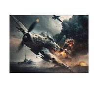 52x38cm/1000pcs Puzzle pour Adolescentes Warplane in Fiery Dive Puzzles pour Adolescentes, Jouets, Décoration Murale, Cadeaux pour Femmes, Défi Éducatif 52x38cm/1000pcs