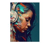52x38cm/1000pcs Puzzle pour Adolescents Abstract Headphones Portrait Puzzles pour Adultes - Jouets À Monter Soi-même - Défi Difficile - Cadeaux Uniques pour Anniversaire Et Noël 52x38cm/1000pcs