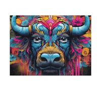 52x38cm/1000pcs Puzzle pour Adolescents Colorful Bull Illustration Puzzle pour Adultes - Jouet Anti-Stress - Cadeau Souvenir pour Les Amis Et La Famille 52x38cm/1000pcs