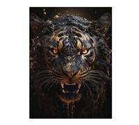 52x38cm/1000pcs Puzzle pour Adolescents Golden Evil Tiger Puzzles pour Adolescents : Jeux Amusants, Passe-Temps Stimulant À Compléter