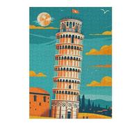 52x38cm/1000pcs Puzzle pour Adolescents Leaning Tower of Pisa Illustration Casse-tête pour Adultes, Jeu De Réflexion, Découpe De Précision, Jeu Stimulant, Cadeaux 52x38cm/1000pcs
