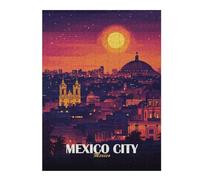 52x38cm/1000pcs Puzzle pour Adolescents Mexico City Skyline at Sunset Jeu De Puzzle pour Adultes : Casse-tête Amusant Et Humoristique, pour Les Amis Et La Famille 52x38cm/1000pcs