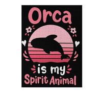 52x38cm/1000pcs Puzzle pour Adolescents Orcas Whales Spirit Animal Jeu De Puzzle pour Adultes : Casse-tête Amusant Et Humoristique, pour Les Amis Et La Famille 52x38cm/1000pcs