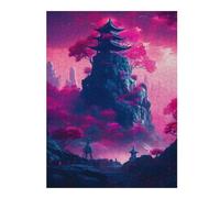 52x38cm/1000pcs Puzzle pour Adolescents Pink Tree in The Rock Puzzle pour Adultes : Jeux Relaxants, Découpe De Précision, Activités Amusantes À La Maison 52x38cm/1000pcs