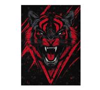 52x38cm/1000pcs Puzzle pour Adolescents Red and Black Tiger Illustration Puzzles pour Adolescents : Jeux Amusants, Passe-Temps Stimulant À Compléter