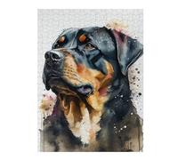 52x38cm/1000pcs Puzzle pour Adolescents Rottweiler Watercolor Portrait Puzzle pour Adultes Jouets Anti-Stress Idées Cadeaux pour Se Détendre À La Maison, pour Les Amis Et La Famille 52x38cm/1000pcs