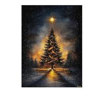 52x38cm/1000pcs Puzzle pour Adolescents Starry Night Serenity Illuminated Christmas Tree Puzzles pour Adolescents : Jeux Amusants, Passe-Temps Stimulant À Compléter