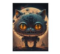 52x38cm/1000pcs Puzzle pour Adolescents Steampunk Cat with Big Eyes Casse-tête pour Adultes, Jeu De Réflexion, Découpe De Précision, Jeu Stimulant, Cadeaux 52x38cm/1000pcs