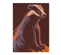 52x38cm/1000pcs Puzzle pour Adolescents Stylized Badger Illustration Casse-tête pour Adultes, Jeu De Réflexion, Découpe De Précision, Jeu Stimulant, Cadeaux 52x38cm/1000pcs