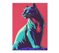52x38cm/1000pcs Puzzle pour Adolescents Stylized Cat Portrait with Bold Colors Puzzles pour Adolescents : Jeux Amusants, Passe-Temps Stimulant À Compléter