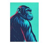 52x38cm/1000pcs Puzzle pour Adolescents Stylized Chimpanzee Portrait Casse-tête pour Adultes, Jeu De Réflexion, Découpe De Précision, Jeu Stimulant, Cadeaux 52x38cm/1000pcs