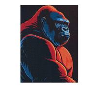 52x38cm/1000pcs Puzzle pour Adolescents Stylized Gorilla Portrait Casse-tête pour Adultes, Jeu De Réflexion, Découpe De Précision, Jeu Stimulant, Cadeaux 52x38cm/1000pcs