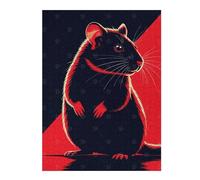 52x38cm/1000pcs Puzzle pour Adolescents Stylized Rat Illustration in Red and Black Casse-tête pour Adultes, Jeu De Réflexion, Découpe De Précision, Jeu Stimulant, Cadeaux 52x38cm/1000pcs