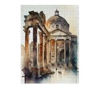 52x38cm/1000pcs Puzzle pour Adolescents The Forum Rome Watercolor Puzzle pour Adultes : Jeux Relaxants, Découpe De Précision, Activités Amusantes À La Maison 52x38cm/1000pcs