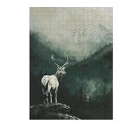 52x38cm/1000pcs Puzzle pour Adolescents White Deer in Mountain Landscape Puzzle pour Adultes Jouets Anti-Stress Idées Cadeaux pour Se Détendre À La Maison, pour Les Amis Et La Famille 52x38cm/1000pcs
