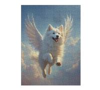 52x38cm/1000pcs Puzzle pour Adolescents Winged Samoyed Dog Flying in Sky Samoyed Angel Heavenly Tribute Art Puzzles pour Adolescents : Jeux Amusants, Passe-Temps Stimulant À Compléter
