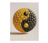 52x38cm/1000pcs Puzzle pour Adolescents Yin Yang Smiley Face Sphere Puzzles pour Adolescents - Jouets Anti-Stress - Une Œuvre d'art - Activités Amusantes À La Maison 52x38cm/1000pcs