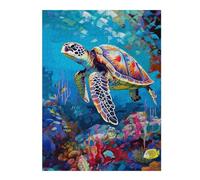 52x38cm/1000pcs Puzzle pour Adultes Colorful Sea Turtle Artwork Puzzle - Jeux Relaxants - Améliorez Vos Souvenirs - Offrez-Le en Cadeau À Toute La Famille 52x38cm/1000pcs