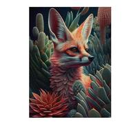 52x38cm/1000pcs Puzzle pour Adultes Fox Among Succulents Puzzle - Jeux Relaxants - Améliorez Vos Souvenirs - Offrez-Le en Cadeau À Toute La Famille 52x38cm/1000pcs