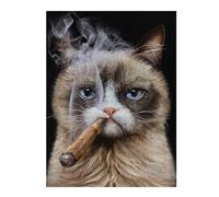 52x38cm/1000pcs Puzzle pour Adultes Grumpy Cat with Cigar Puzzle - Jeux Relaxants - Améliorez Vos Souvenirs - Offrez-Le en Cadeau À Toute La Famille 52x38cm/1000pcs