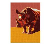 52x38cm/1000pcs Puzzle Stylized Rhinoceros Illustration Puzzle pour Adultes Jeux Relaxants Améliore La Mémoire Cadeaux Uniques d'anniversaire Et De Noël 52x38cm/1000pcs