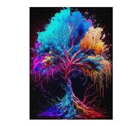 52x38cm/1000pcs Puzzles Colorful Abstract Tree Art-3 Puzzle pour Adultes Jeux Relaxants Découpe De Précision Cadeaux Uniques d'anniversaire Et De Noël 52x38cm/1000pcs