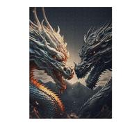 52x38cm/1000pcs Puzzles Dragon Duel Mythical Clash Puzzle pour Adultes Jeux Relaxants Découpe De Précision Cadeaux Uniques d'anniversaire Et De Noël 52x38cm/1000pcs
