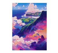 52x38cm/1000pcs Puzzles Island Beyond The Clouds Puzzle pour Adultes Jeux Relaxants Découpe De Précision Cadeaux Uniques d'anniversaire Et De Noël 52x38cm/1000pcs