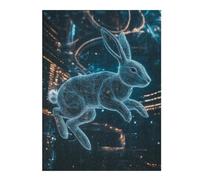 52x38cm/1000pcs Puzzles pour Adolescentes Digital Rabbit in Cityscape Jeu De Puzzle Et Casse-tête pour Adultes - Cadeaux pour Femmes (Anniversaire, Noël) 52x38cm/1000pcs