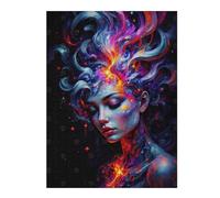 52x38cm/1000pcs Puzzles pour Adolescents Abstract Woman with Fire Jeu De Puzzle Et De Réflexion, Cadeaux pour Femmes, À Offrir À Toute La Famille 52x38cm/1000pcs