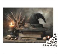 52x38cm/1000pcs Puzzles pour Adolescents Adultes Chapeau de sorcière Vintage Décoration d'halloween